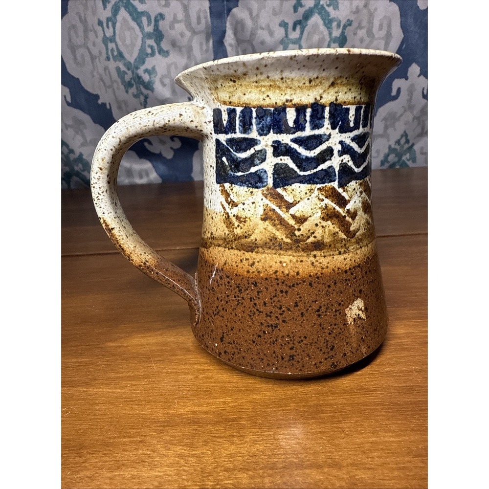 Vintage‎ Pottery Mug Handmade Blue, Bown Cream Colors. - Picture 2 of 11